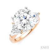 1 1/10 Ctw Circular Shape Trillion and Round Cut Diamond Semi-Mount Engagement Ring in 14K Rose and White Gold