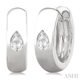 1/4 Ctw Bezel Set Pear Cut Diamond Fashion Huggie Earrings in 14K White Gold