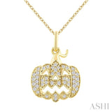 1/6 Ctw Petite Pumpkin Single Cut Diamond Fashion Pendant With Chain in 10K Yellow Gold