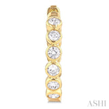 1 Ctw Bezel Set Round Cut Diamond Fashion Hoop Earrings in 14K Yellow Gold
