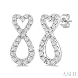 1/4 Ctw Infinity Heart Round Cut Diamond Fashion Earring in 10K White Gold