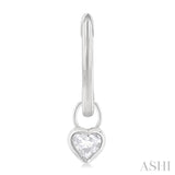 1/3 Ctw Bezel Set Heart Cut Diamond Huggie Earrings in 14K White Gold