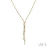 5 Ctw Split Y-Shape Baguette and Round Cut Diamond Lariat Necklace in 14K Yellow Gold