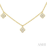 5/8 Ctw Clover Round Cut Diamond Station Necklace in 14K Yellow Gold