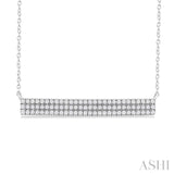 1/4 Ctw Bar Triple Row Round Cut Diamond Necklace in 10K White Gold
