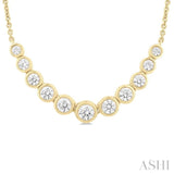 3/4 Ctw Graduated Bezel Set Round Cut Diamond Smile Necklace in 14K Yellow Gold