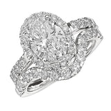 2 Ctw Center Lab Grown Oval Halo Pave Ring