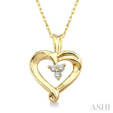 1/20 Ctw Round Cut Diamond Heart Pendant in 10K Yellow Gold with Chain