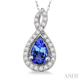 Pear Shape Gemstone & Diamond Pendant