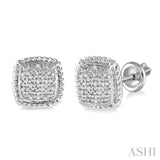 1/20 Ctw Single Cut Diamond Earrings in Sterling Silver