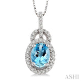 Oval Shape Gemstone & Diamond Pendant