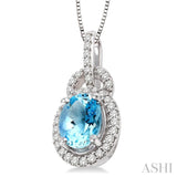 Oval Shape Gemstone & Diamond Pendant