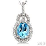 Oval Shape Gemstone & Diamond Pendant