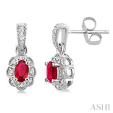 Oval Shape Gemstone & Diamond Earrings