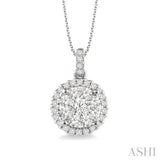 3/4 Ctw Lovebright Round Cut Diamond Pendant in 14K White Gold with Chain