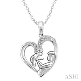 Mom & Child Silver Diamond Pendant