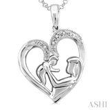 Mom & Child Silver Diamond Pendant