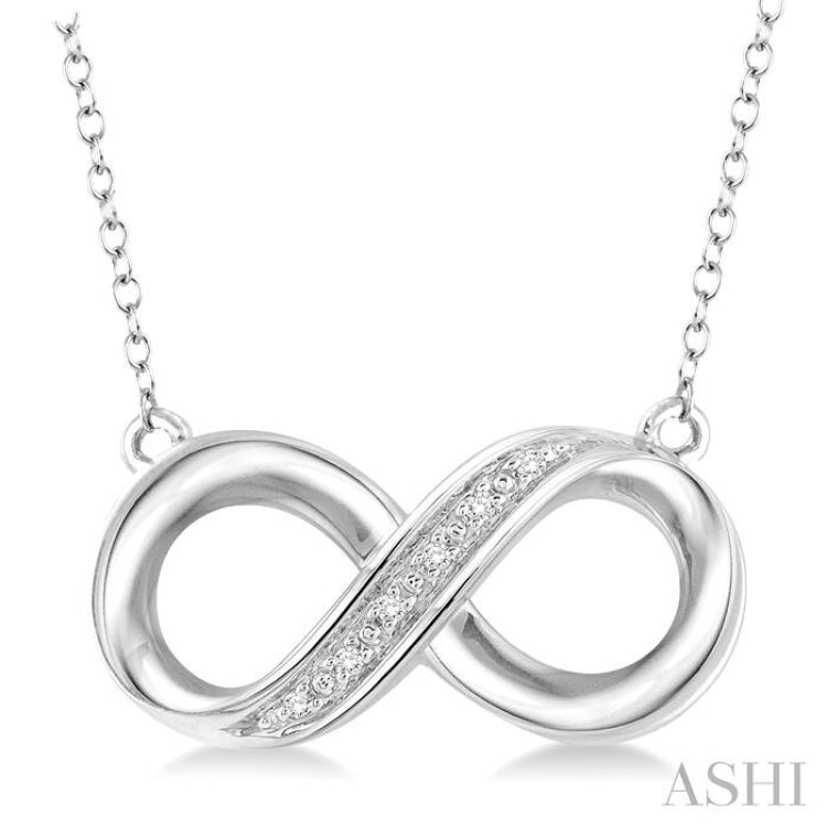 Silver Infinity Shape Diamond Pendant