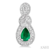 Pear Shape Silver Gemstone & Diamond Earrings