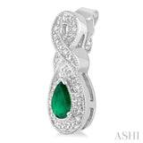 Pear Shape Silver Gemstone & Diamond Earrings