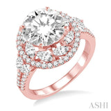1 1/6 Ctw Diamond Semi-Mount Engagement Ring in 14K Rose Gold