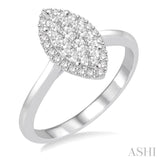 1/2 Ctw Marquise Shape Diamond Lovebright Ring in 14K White Gold