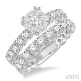 1 3/4 Ctw Diamond Lovebright Wedding Set with 1 Ctw Engagement Ring and 3/4 Ctw Wedding Band in 14K White Gold