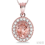 Oval Shape Gemstone & Diamond Pendant