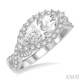 5/8 Ctw Round Diamond Marquise Halo Semi-Mount Engagement Ring in 14K White Gold