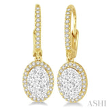 1 1/2 Ctw Oval Shape Diamond Lovebright Earrings in 14K Yellow and White Gold