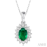 Oval Shape Gemstone & Diamond Pendant