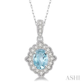 Oval Shape Gemstone & Diamond Pendant