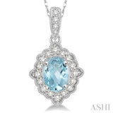 Oval Shape Gemstone & Diamond Pendant