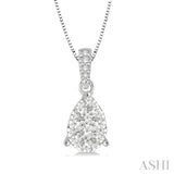 1/3 Ctw Pear Shape Diamond Lovebright Pendant in 14K White Gold with Chain