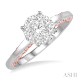 1/2 Ctw Round Cut Diamond Lovebright Ring in 14K White and Rose Gold