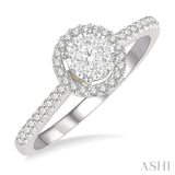 1/3 Ctw Round Diamond Lovebright Halo Engagement Ring in 14K White and Yellow Gold