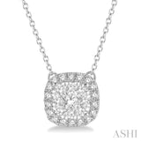 1/3 Ctw Cushion Shape Lovebright Diamond Necklace in 14K White Gold