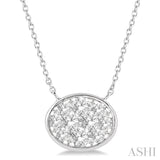 3/4 Ctw Oval Shape Lovebright Diamond Necklace in 14K White Gold