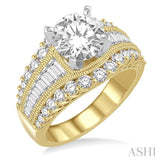 1 1/2 Ctw Diamond Semi-mount Engagement Ring in 14K Yellow and White Gold