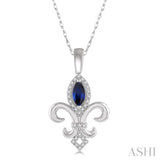 Gemstone & Diamond Fleur De Lis Pendant