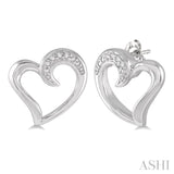 1/50 ctw Hollow Center Heart Charm Round Cut Diamond Earring in Sterling Silver