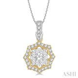 1/3 ctw Star Lattice Lovebright Round Cut Diamond Pendant With Chain in 14K White and Yellow Gold
