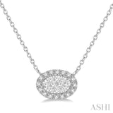 1/2 ctw Oval Shape Round Cut Diamond Lovebright Necklace in 14K White Gold