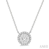 1/2 ctw Circular Round Cut Diamond Lovebright Necklace in 14K White Gold