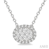 1/3 Ctw Oval Shape Lovebright Round Cut Diamond Necklace in 14K White Gold