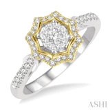 1/3 ctw Star Shape Lovebright Round Cut Diamond Ring in 14K White and Yellow Gold
