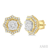1/2 ctw Star Lattice Lovebright Round Cut Diamond Earring in 14K Yellow and White Gold