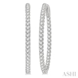 1 1/2 ctw Round Cut Diamond In-Out Oval Shape Hoop Earrings in 14K White Gold