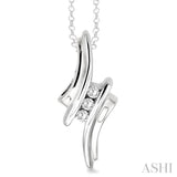 Silver 2 Stone Diamond Fashion Pendant