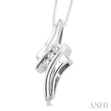 Silver 2 Stone Diamond Fashion Pendant